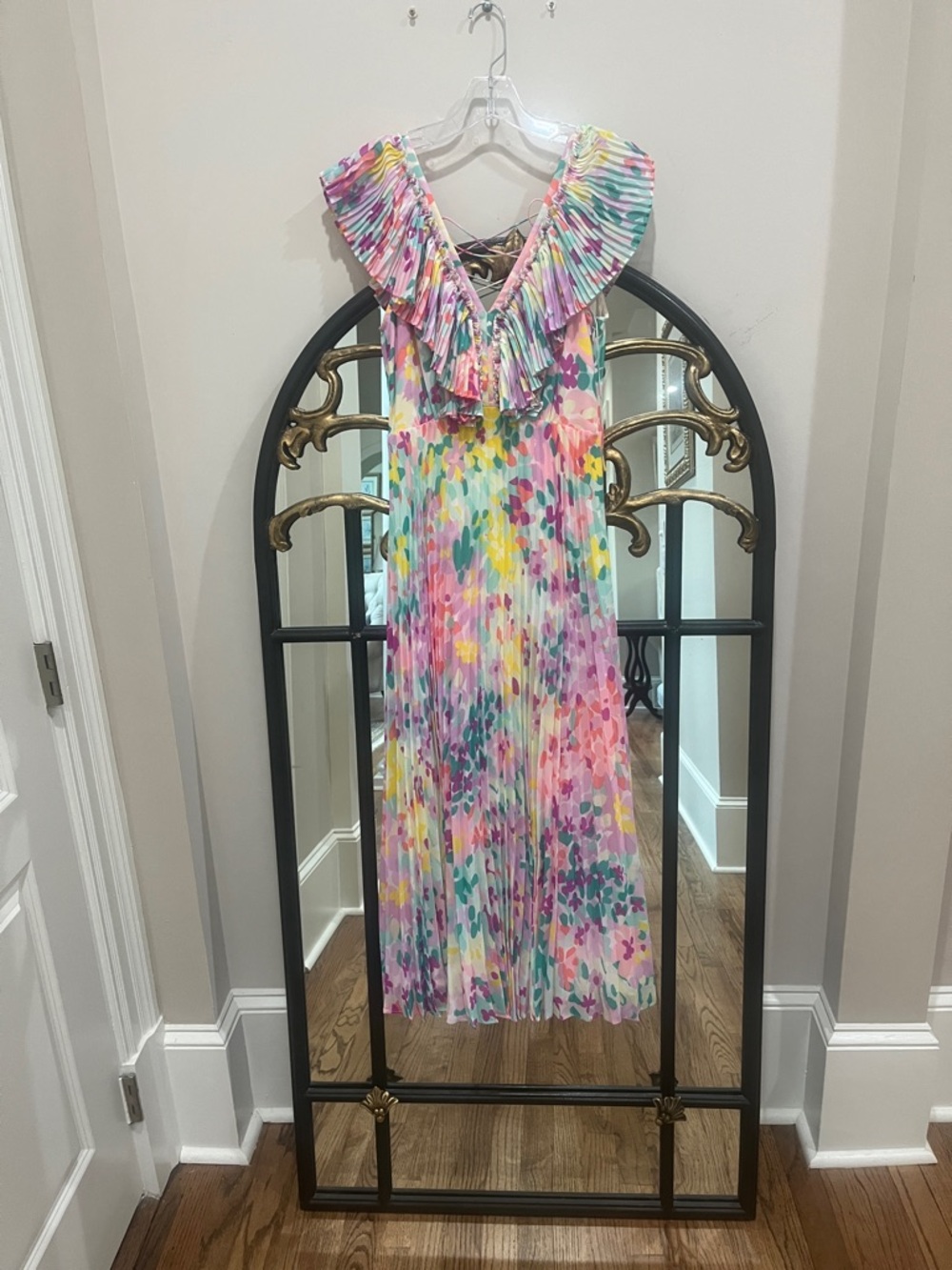 kate spade Pastel Floral Pleated Maxi Dress - Pink, Yellow, Blue